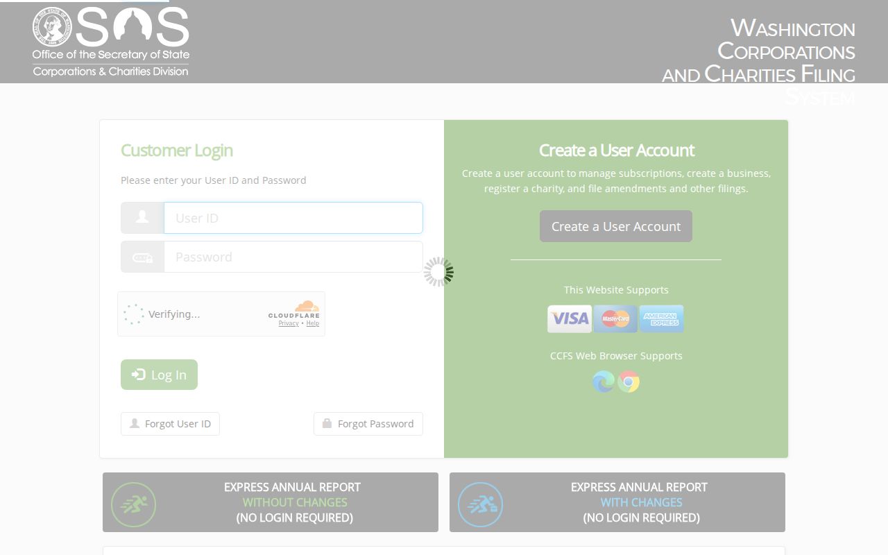 Washington CCFS business filing search used to verify Kenmore affiliations